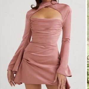 House of CB Toira Draped Corset Mini Dress Rose Small S
